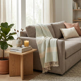 50" X 60" Turquoise Woven Cotton Striped Throw Blanket with Fringe