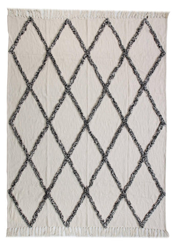 5' Ivory And Blue Oriental Distressed Round Rug