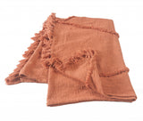60" X 50" Orange Woven Cotton Throw Blanket with Fringe