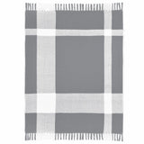 50" X 60" Gray Woven Cotton Checkered Throw Blanket with Fringe