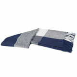 50" X 60" Blue and White Woven Cotton Checkered Throw Blanket with Fringe
