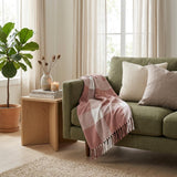 50" X 60" Pink Woven Cotton Checkered Throw Blanket with Fringe