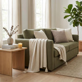 50" X 60" Brown and White Woven Cotton Striped Throw Blanket with Tassels