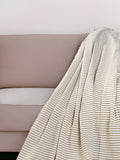 50" X 60" Gray and White Woven Cotton Striped Throw Blanket with Tassels