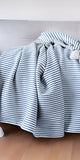 50" X 60" Blue and White Woven Cotton Striped Throw Blanket with Tassels