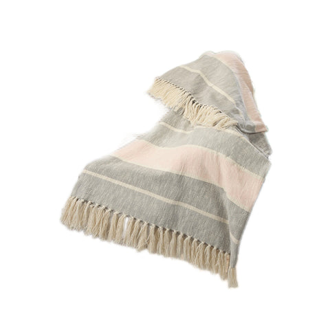3' X 5' Ivory Grey Zigzag Diamonds Area Rug With Fringe