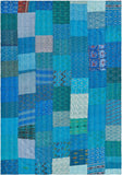 8' X 10' Denim Blue And Sky Blue Geometric Washable Indoor Outdoor Area Rug