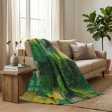 50" X 70" Green Patchwork Silk Quilted Kantha Throw Blanket with Embroidery