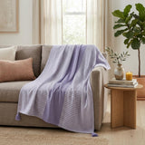 50" X 60" Purple Woven Cotton Striped Throw Blanket with Tassels