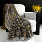 50" X 60" Black And Gold Geometric Cotton Woven Throw Blanket with Tassels