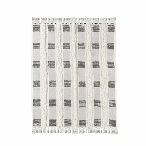 8' X 10' Taupe And Ivory Geometric Washable Indoor Outdoor Area Rug