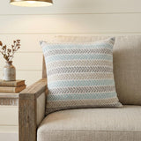 18" Green And White Chevron Cotton Throw Pillow
