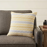 18" Yellow and White Throw Pillow