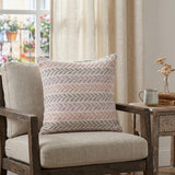 18" Purple And White Chevron Cotton Throw Pillow