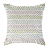 18" Light Gray Light Green And Pale Aqua Cotton Chevron Throw Pillow