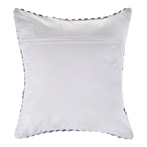 18" Blue And White Chevron Cotton Throw Pillow