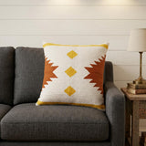 20" Yellow and White Throw Pillow