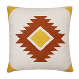20" White Yellow And Red Striped Cotton Throw Pillow
