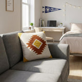 20" White Yellow And Red Striped Cotton Throw Pillow