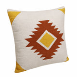 20" White Yellow And Red Striped Cotton Throw Pillow