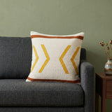 20" X 20" White Yellow And Red Orange 100% Cotton Chevron Zippered Pillow