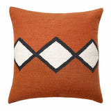 20" Orange Black And White Cotton Diamond Throw Pillow