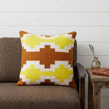 20" X 20" Adobe Orange Yellow And White 100% Cotton Geometric Zippered Pillow