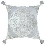 20" X 20" Silver Gray And Light Gray Viscose Zippered Pillow