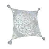 20" X 20" Silver Gray And Light Gray Viscose Zippered Pillow