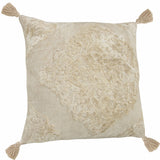 20" Cream Viscose Throw Pillow with Tassels