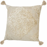 20" Cream Viscose Throw Pillow with Tassels