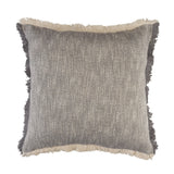 20" Gray And White Cotton Abstract Throw Pillow with Fringe