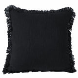 20" Black Cotton Throw Pillow with Fringe