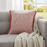 20" X 20" Auburn Red And White 100% Cotton Geometric Zippered Pillow