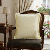 20" X 20" Light Yellow And White 100% Cotton Geometric Zippered Pillow