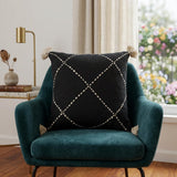 20" X 20" White And Black 100% Cotton Geometric Zippered Pillow