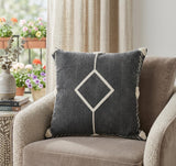 20" X 20" White And Black 100% Cotton Geometric Zippered Pillow