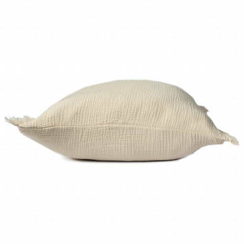 20" X 20" Cream And Beige 100% Cotton Zippered Pillow