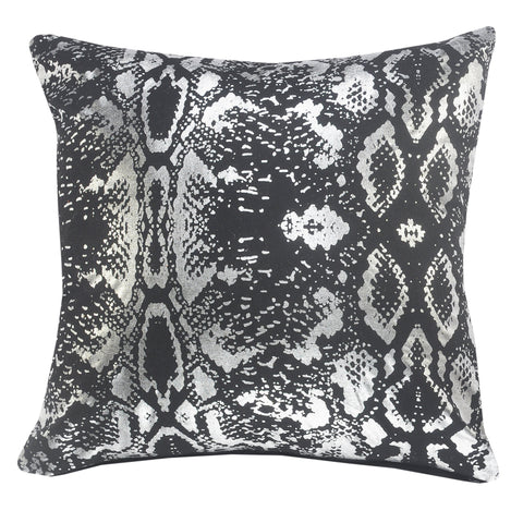 20" Black And Silver Cotton Throw Pillow