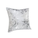 20" Silver And White Cotton Throw Pillow