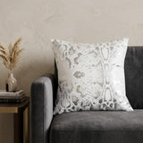 20" Silver And White Cotton Throw Pillow