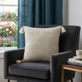 18" X 18" Navy And Ivory 100% Cotton Striped Zippered Pillow