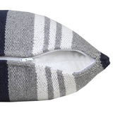 20" Navy Blue Gray And White Cotton Coastal Throw Pillow