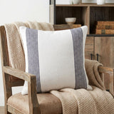 20" X 20" Deep Blue And White 100% Cotton Geometric Zippered Pillow