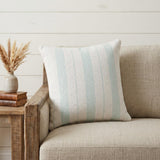 20" X 20" Bright Blue And White 100% Cotton Coastal Zippered Pillow