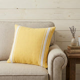 20" X 20" Yellow And White 100% Cotton Geometric Zippered Pillow