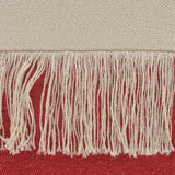 20" x 20" Red and Off White 100% Cotton Pillow With Tassels