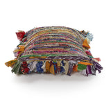 18" Blue and Red Throw Pillow with Fringe