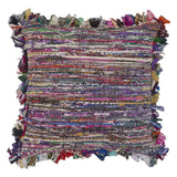 26" Blue and Red Throw Pillow with Fringe