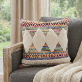 18" Blue And White Diamond Cotton Throw Pillow
